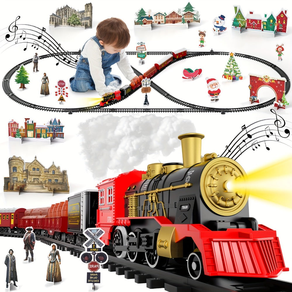 Christmas Train Set for Kids, 43PCS Electric Train Toy with Smoke, Lights & Sound, 6 Cars & 28 Tracks — image 4