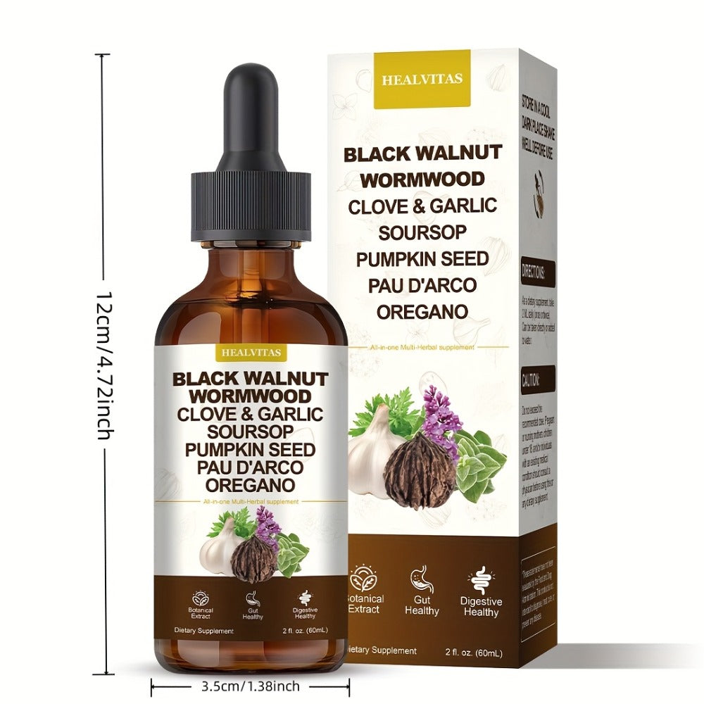 Gut Cleanse Herbal Tincture with Black Walnut Wormwood Berberine Soursop Oregano Garlic for Bath Time, Home Spa and Personal 