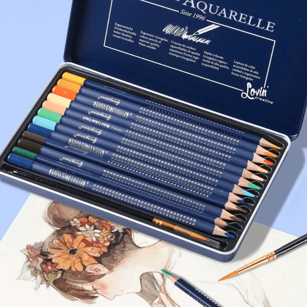Water Soluble Colored Pencils 12 Colors Set with the Listed Color, Size or Set Options for Everyday Use — image 3