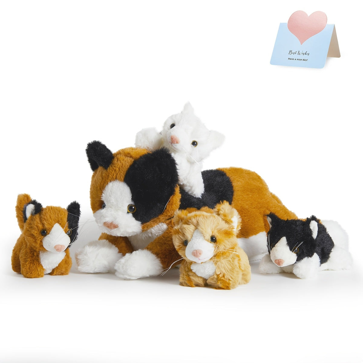 Stuffed Animal Mommy Cat Set with Four Baby Kittens, Five-Piece Family Design and Soft Fabric — image 12