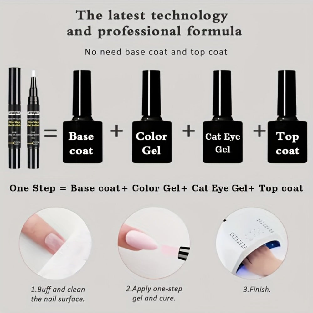 Magnetic Cat Eye Gel Nail Polish Pen 3-in-1 All-in-One Base Coat Color Top Coat – Ultra-Bright High-Saturation Polygel — imag