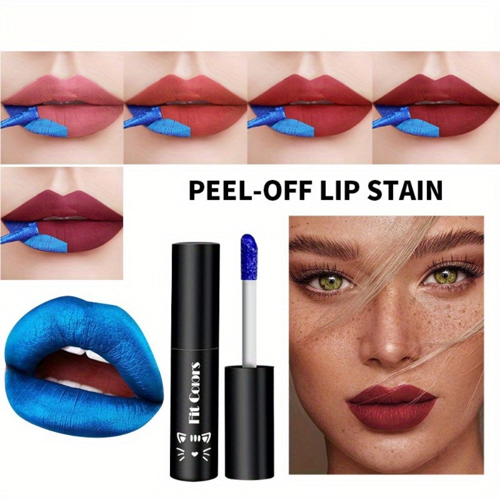 Matte Velvet Lip Stain Set 6 Colors Waterproof Smudge-Proof, Metallic Blue Cobalt Bold Shades Vegan Lip Gloss for All Skin To