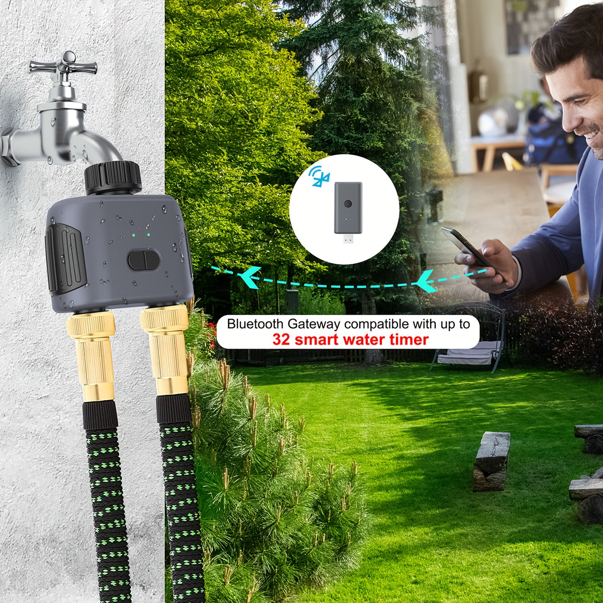 WiFi Sprinkler Timer Smart 2-Zone Irrigation System with App & Alexa Voice Control, for Garden, Lawn and Yard Watering — imag