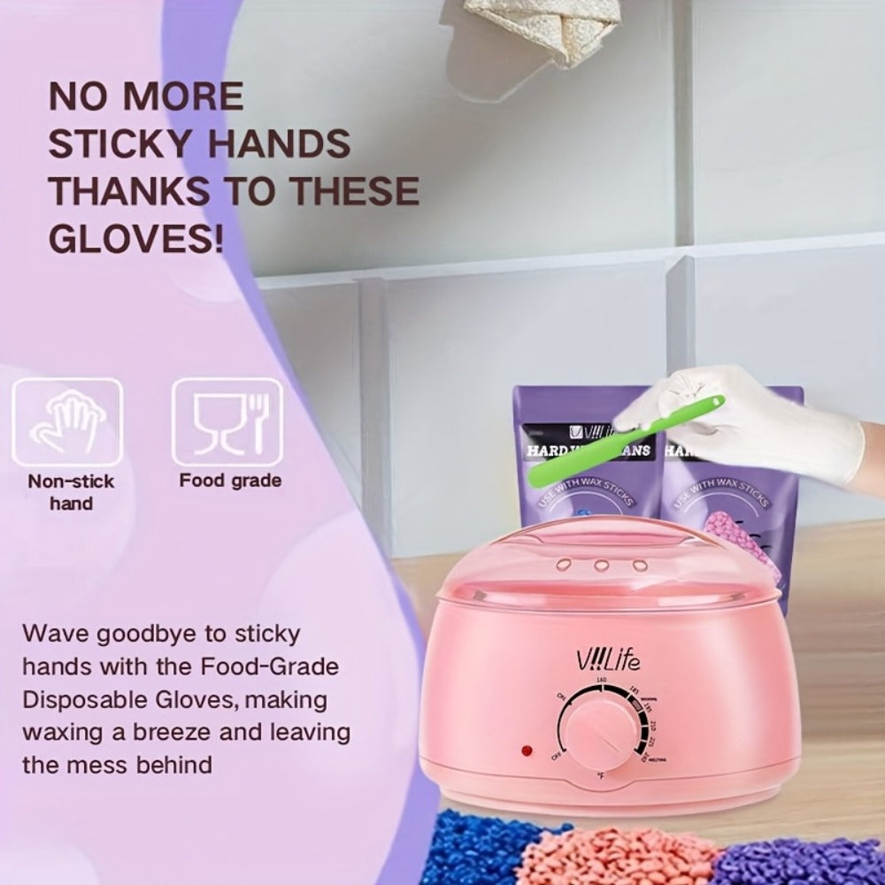Hard Wax Warmer Kit 43 Piece Complete Home Waxing Set with Pink Hard Wax Beads – No Strip Hair Removal for Face Eyebrow Body 