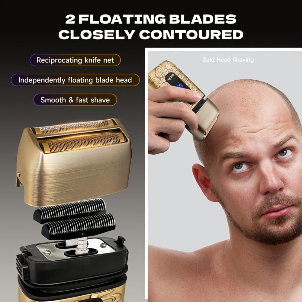 Cordless Electric Foil Shaver Grooming Kit for Men with Barber Shears Beard Mustache Trimmer Bald Head Razor Haircutting Set 