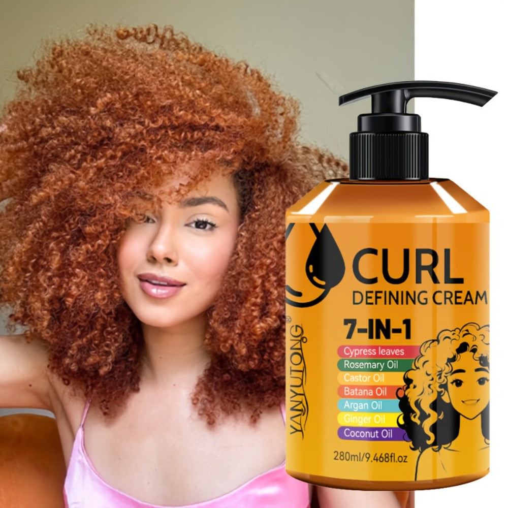 7-in-1 Curl Styling Cream in 280ml Illustrated Pump Bottle with Rosemary, Coconut and Argan Oils — image 8