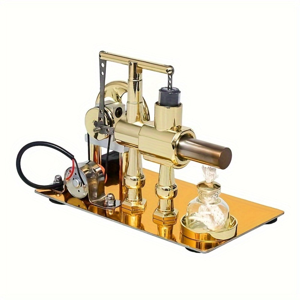 Stirling Engine Generator Kit Single Cylinder Stainless Steel, Real Working Heat Engine Model Generates Electricity — image 1