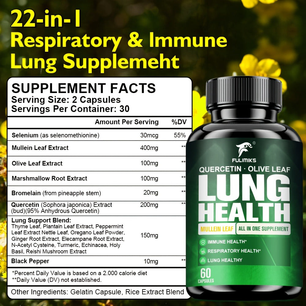 Herbal Supplement with FULIMIKS Label, Mullein Leaf Quercetin and Olive Leaf Capsules, 60 Count — image 2