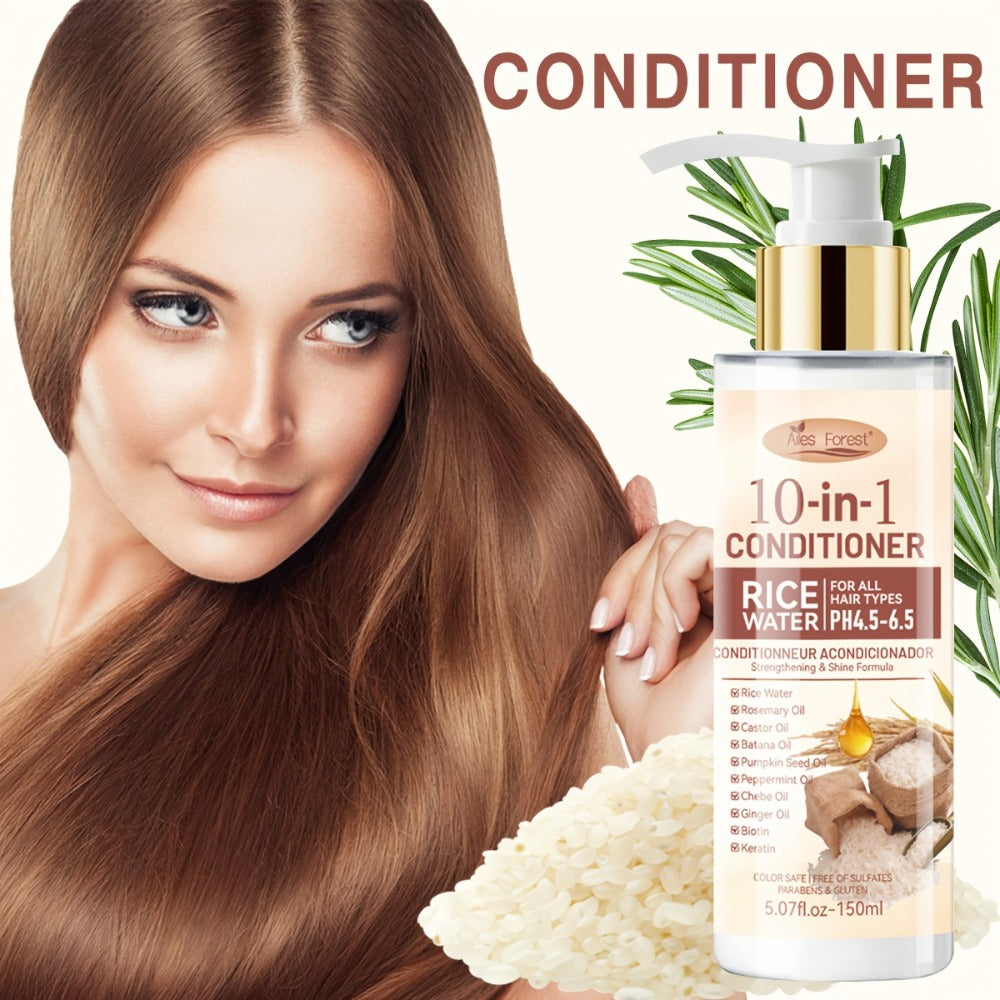 Rice Water 10-in-1-Labeled Shampoo and Conditioner Duo in 150mL Pump Bottles with White-and-Gold Packaging — image 11