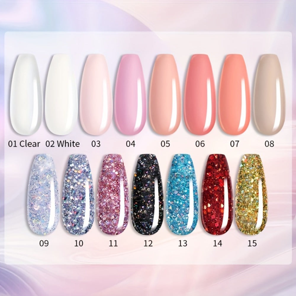 Builder Gel Nail Extension Kit – Quick Build UV LED Acrylic Gel in White Nude Pink Crystal for Nail Construction Overlay Scul
