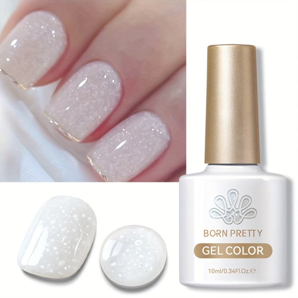 Gel Nail Polish BORN PRETTY 2-Piece Snow-Jelly Shimmer Set in Nude Pink and White Glitter with UV/LED Soak-Off Cure — image 9