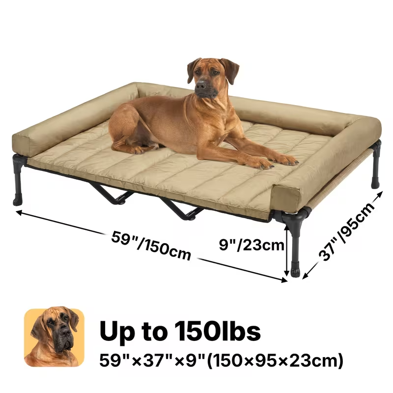 Elevated Dog Bed with Teslin Mesh Cot, Powder-Coated Steel Frame and Removable Bolster Top in Four Sizes — image 39