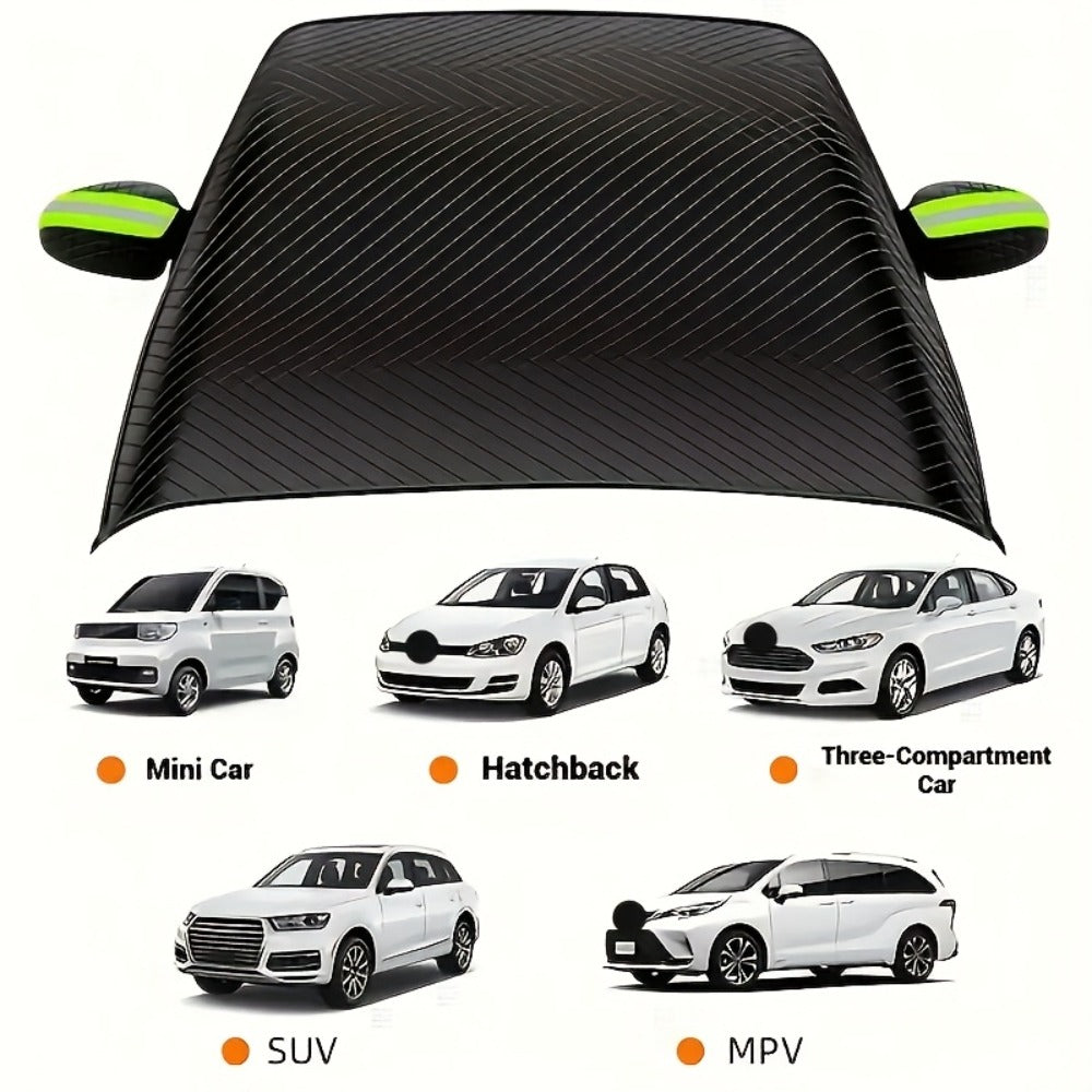 Magnetic Car Sunshade Cover Universal Fit – UV Blocking Heat Insulating Snow Wind Leaf Proof with Reflective Strips — image 1