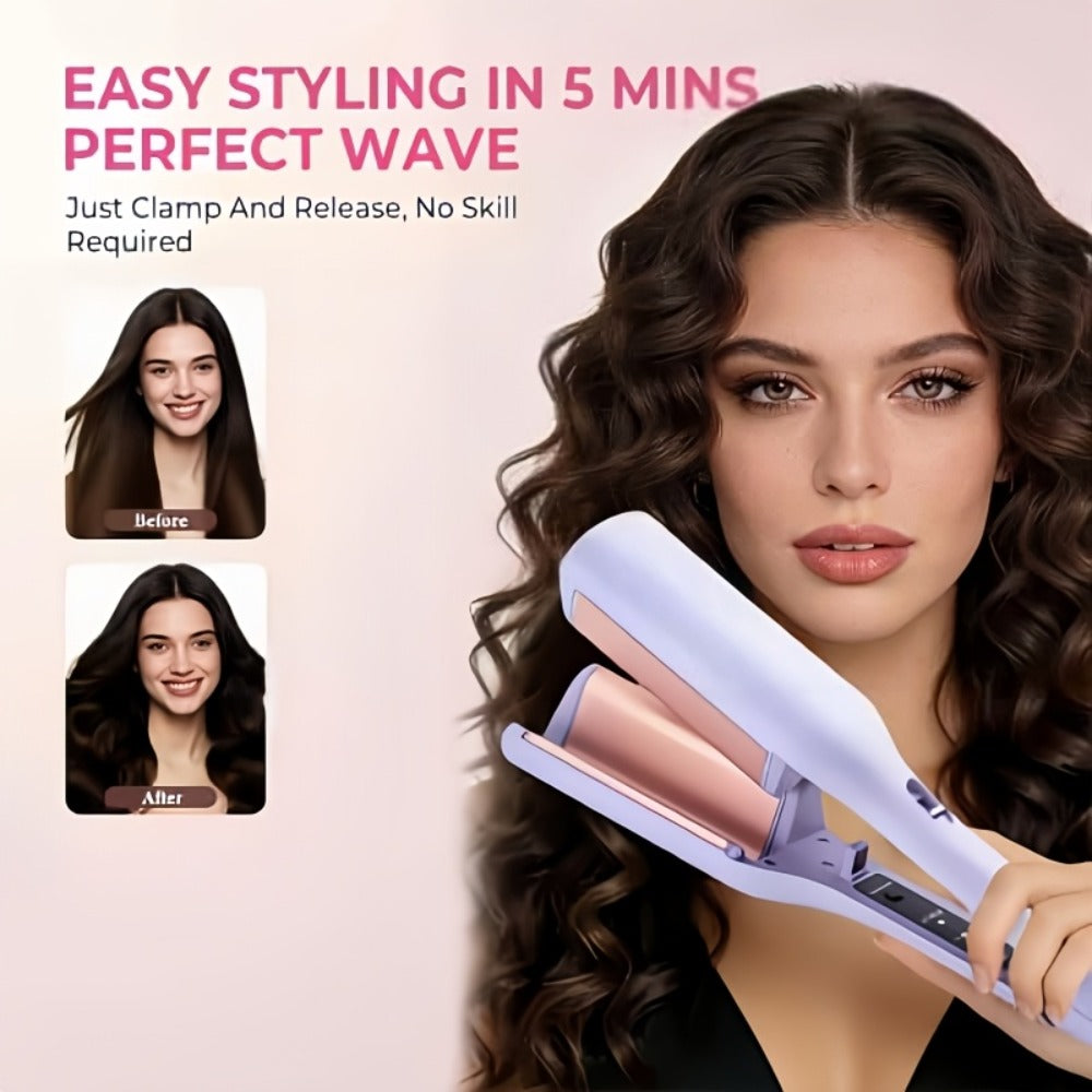 32mm Curling Iron 30-Second Rapid Heat – Adjustable Temperature U-Shaped & M-Shaped Long-Lasting Curls Salon-Smooth Frizz-Fre