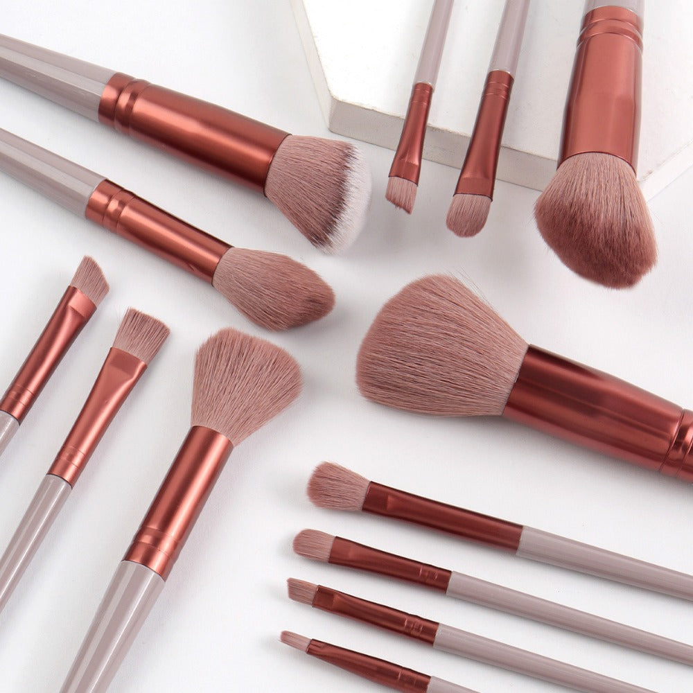 Makeup Brush Set, 56-Piece Polyester Bristle Collection with Wood Handles in Beige, Pink or Brown Color Options — image 9