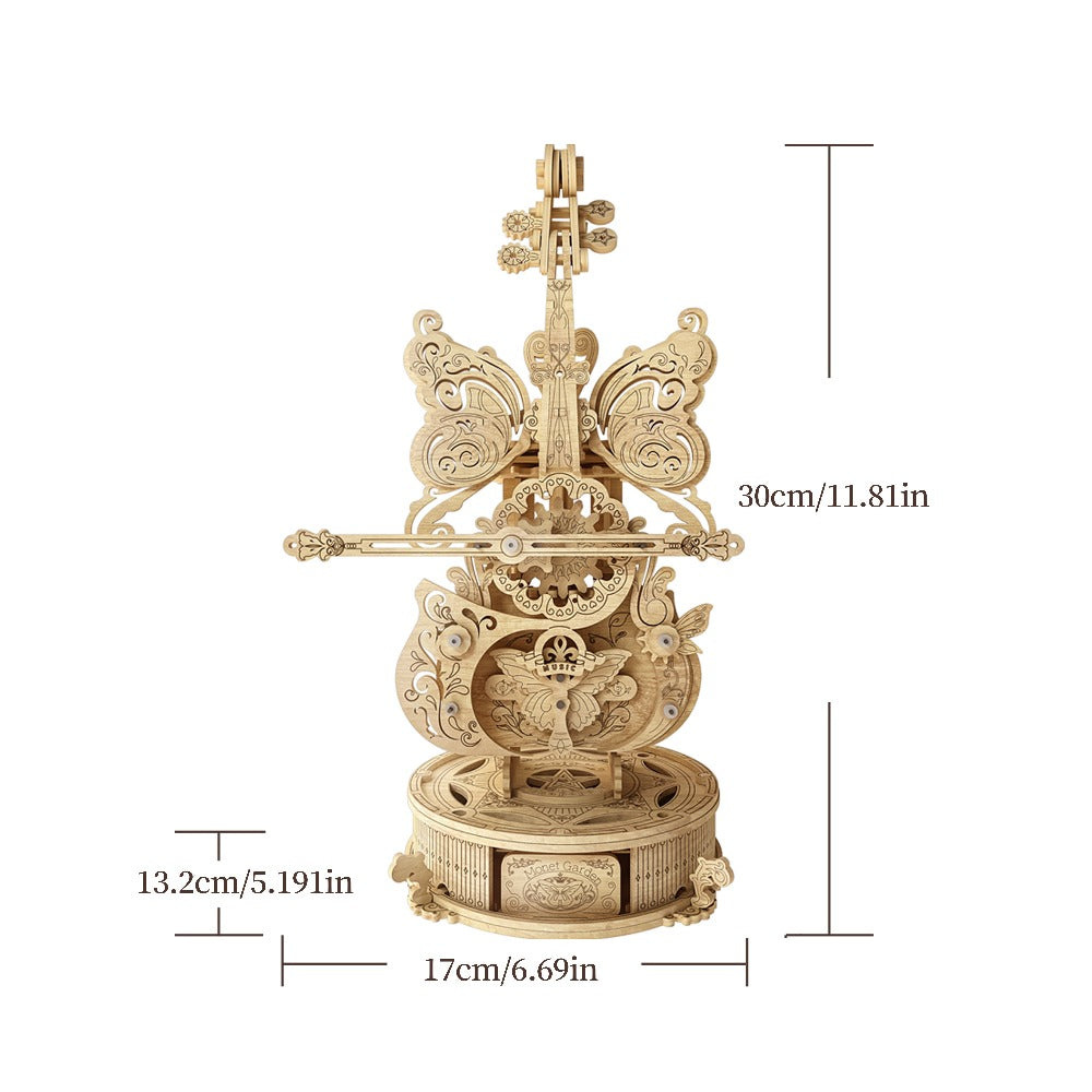 Rotating Merry-Go-Round Wooden Puzzle Kit, Mechanical Carousel 3D Model for Adults & Teens, DIY Kinetic Display Piece — image