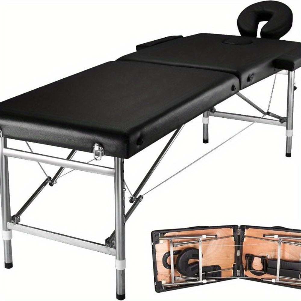 Portable Massage Table Folding Aluminum Frame PU Leather Adjustable Height 3-Section Spa Bed for Lash — image 4
