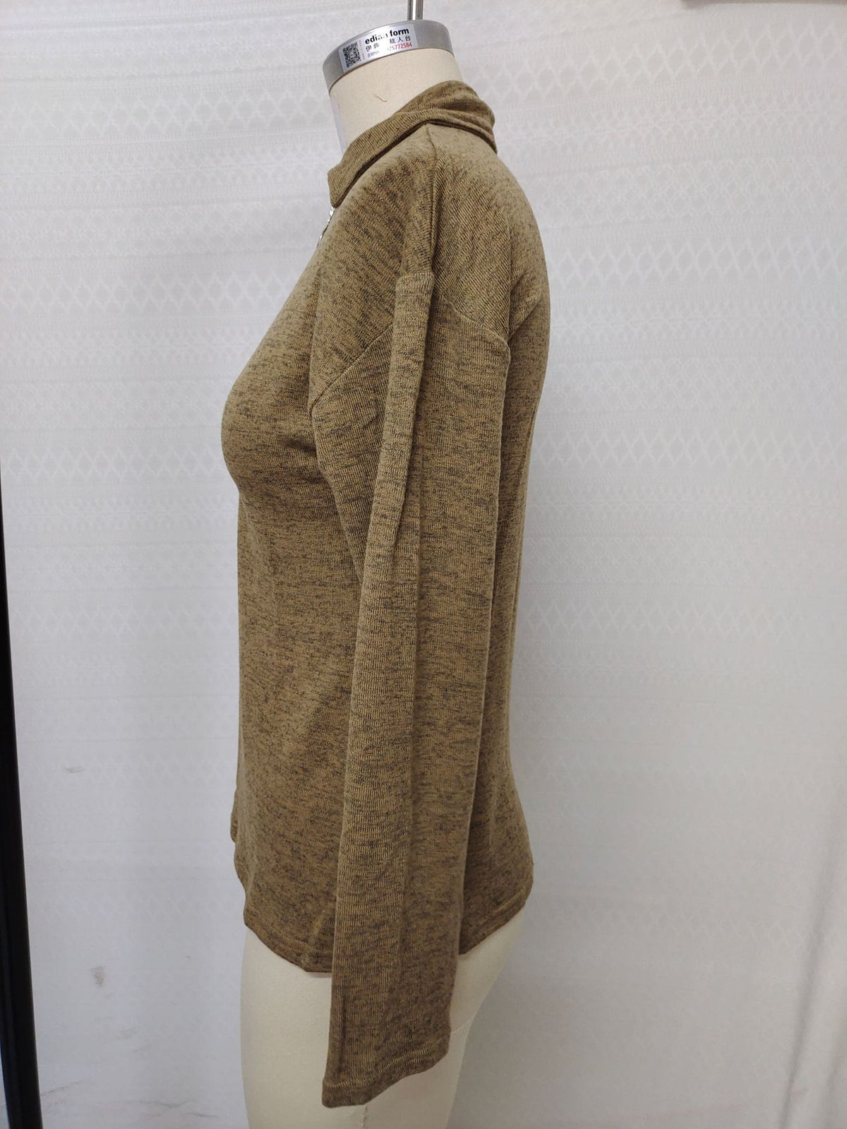 Fabric Lapel Zipper Casual Long Sleeve Women