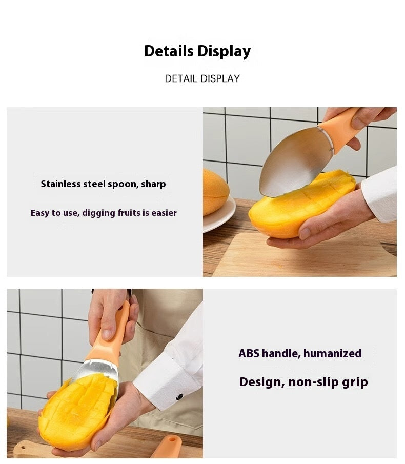 Stainless Steel Mango Peeler Fruit Meat Spoon Mango Cutter Dice