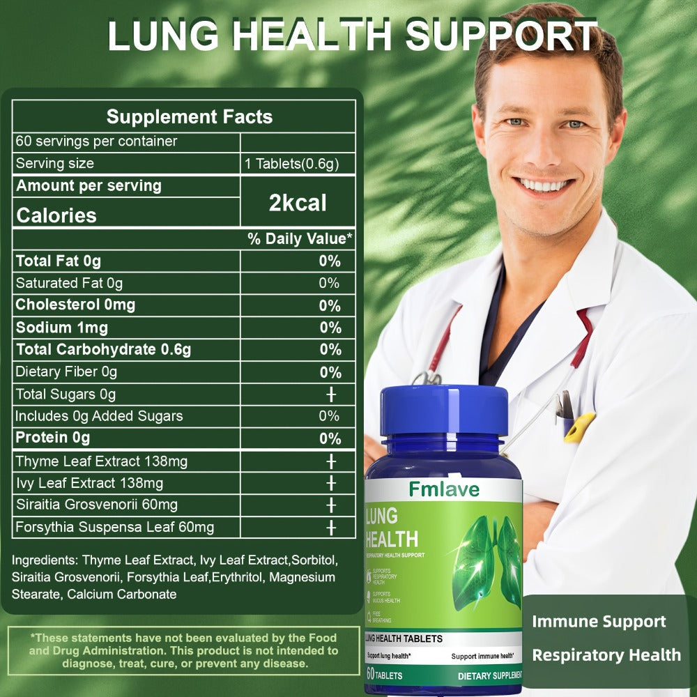 Herbal Lung Cleanse Supplement 60 Tablets, Respiratory Health Support, Breathing Comfort, Mucus Clearance & Immune Boost — im