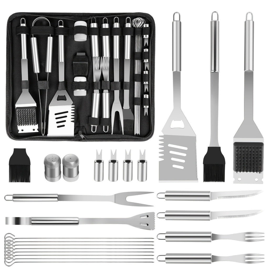 15- or 24-Piece BBQ Tool Set with Spatula, Tongs, Forks, Skewers, Brushes and Carry Case Pictured — image 1