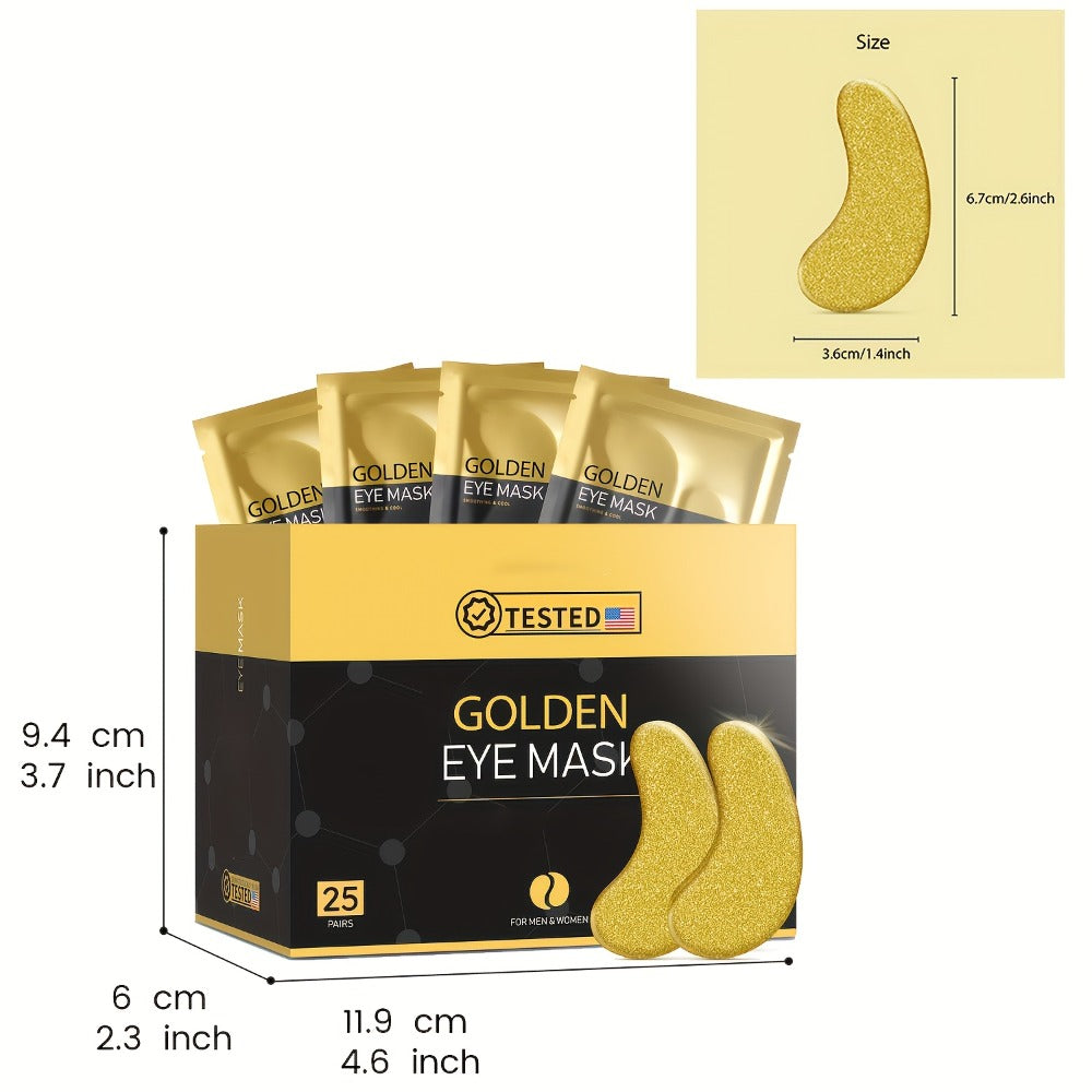 Golden Under-Eye Mask Set with 25 Pairs of Individually Packed Gold Gel Patches in a Black-and-Gold Box — image 5
