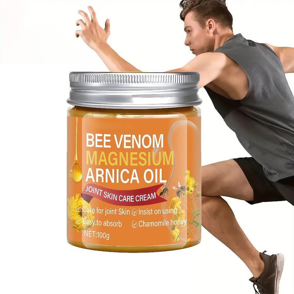 Body Cream 100g Amber Jar with Bee Venom Magnesium and Arnica Oil Package Callouts for External Massage Use — image 7