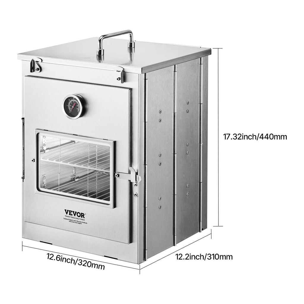 Camping Oven Portable Foldable 3-Tier Stainless Steel Outdoor Baking Oven with Grill Racks for Wood Stove BBQ Propane — image