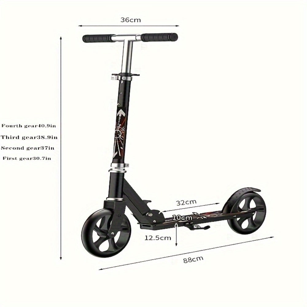 Foldable Commuter Scooter for Adults and Teens, 4-Gear Adjustable Height Double Brake 2-Wheel Kick Scooter — image 2