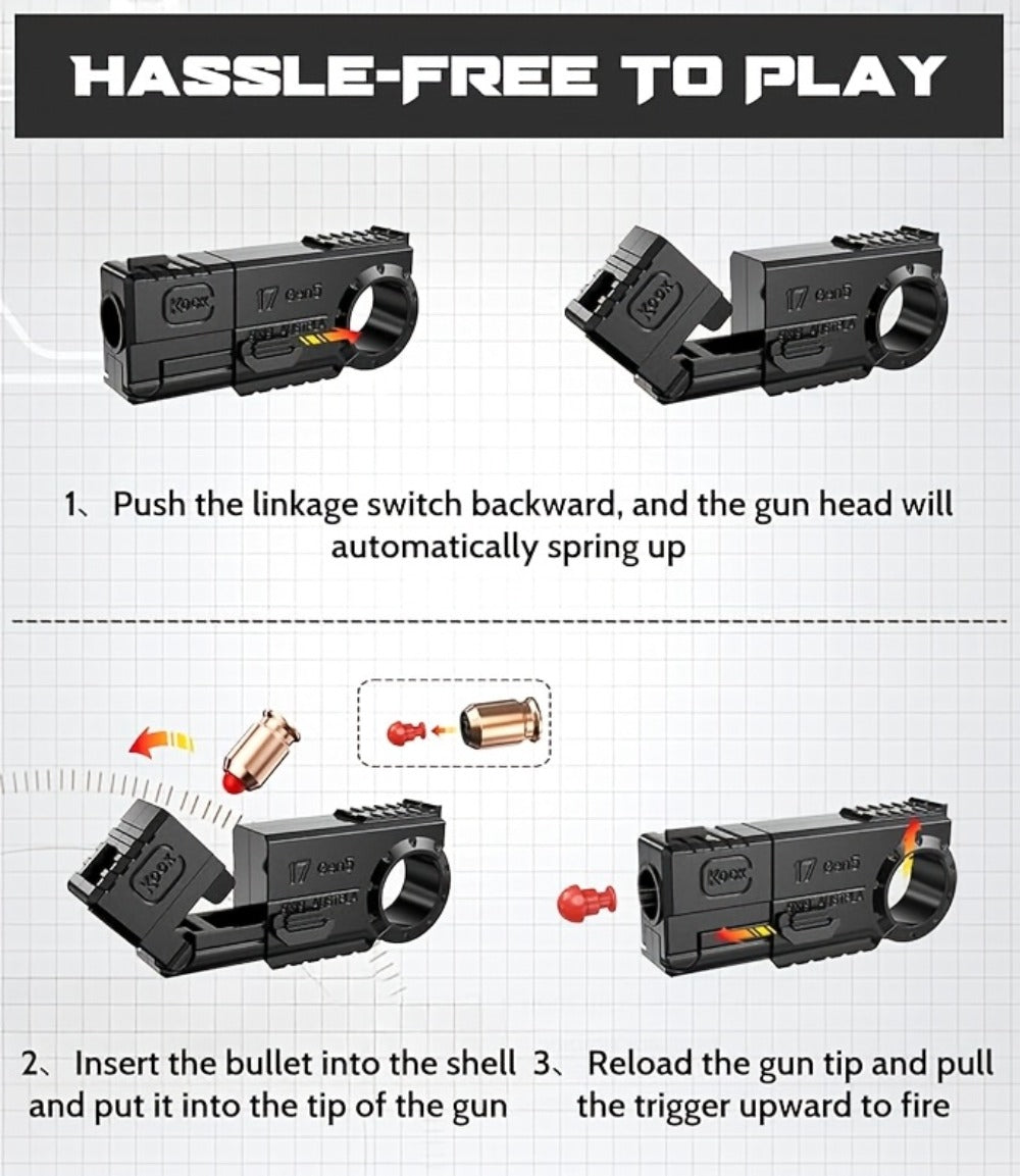 Alloy Finger Pistol Fidget Toy, One-Touch Cartridge Ejecting Stress Desk Toy, Cool EDC Novelty Gift for Adults Men Teens — im