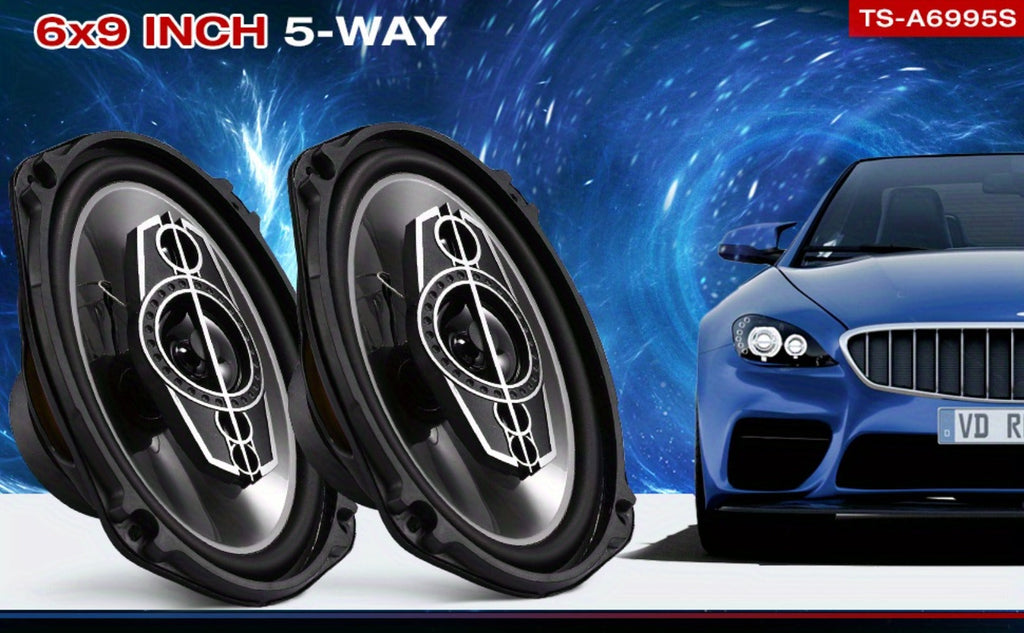 Pair of 6 x 9 Inch Five-Way Coaxial Car Speakers Labeled 1000W Peak, 120W RMS and 4 Ohms with Grilles — image 11
