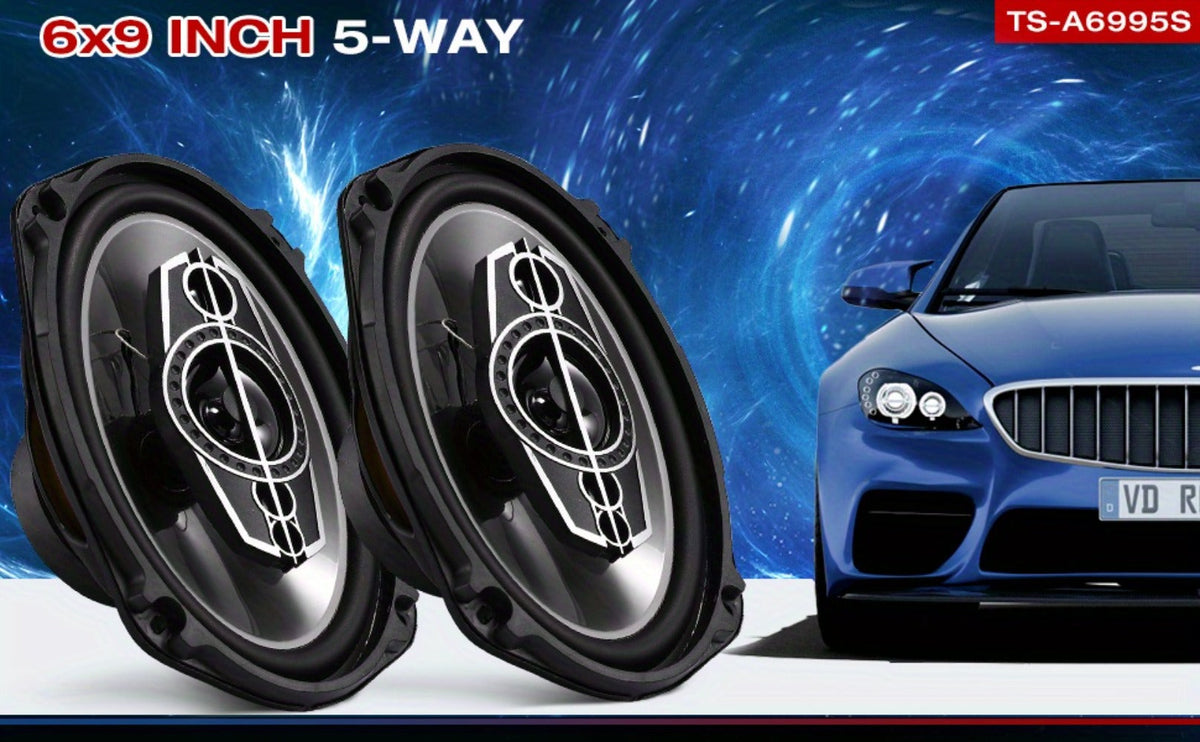 Pair of 6 x 9 Inch Five-Way Coaxial Car Speakers Labeled 1000W Peak, 120W RMS and 4 Ohms with Grilles — image 11