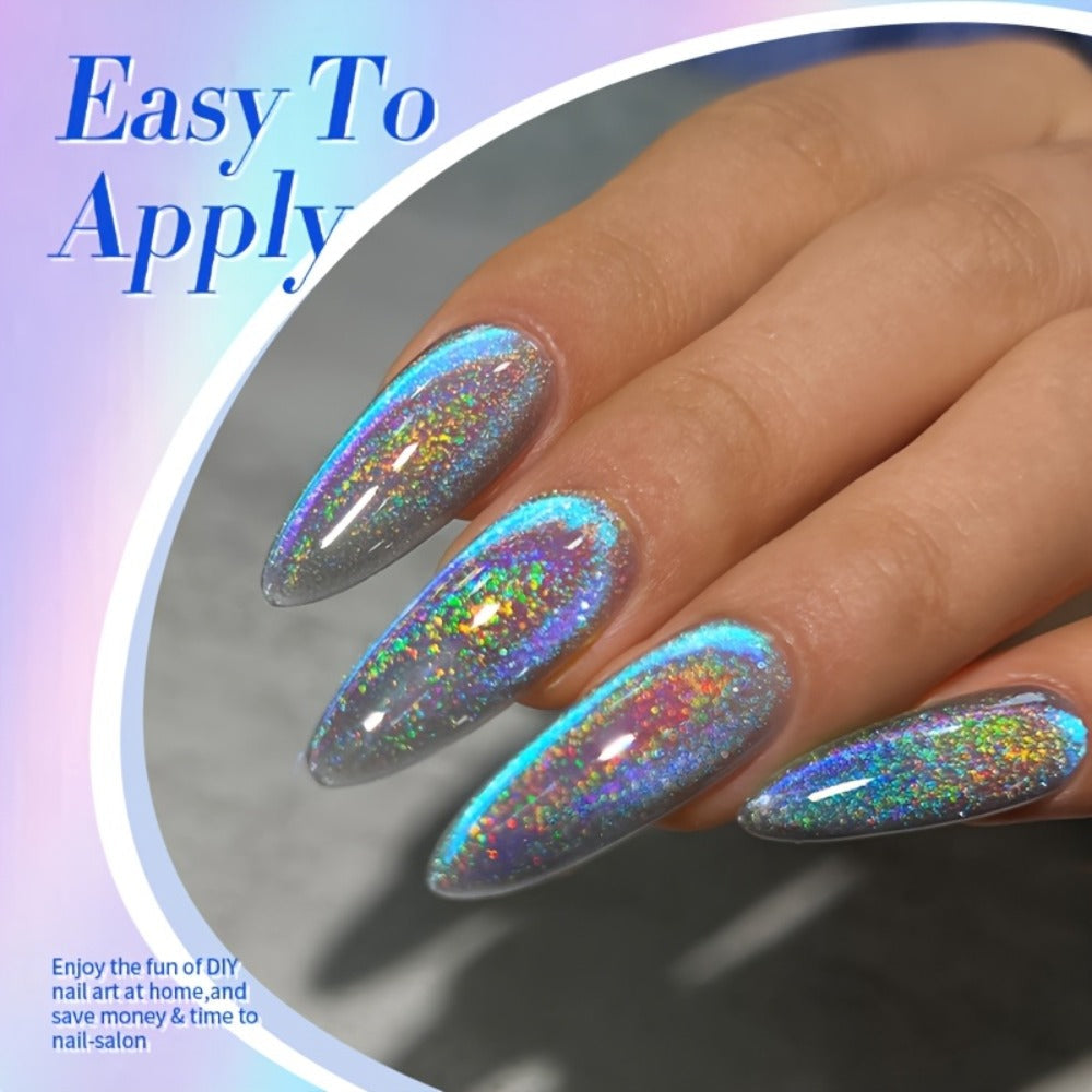 Gel Nail Polish in 10ml 9D Holographic Rainbow Cat-Eye with Magnetic Swirl and UV/LED Cure — image 8