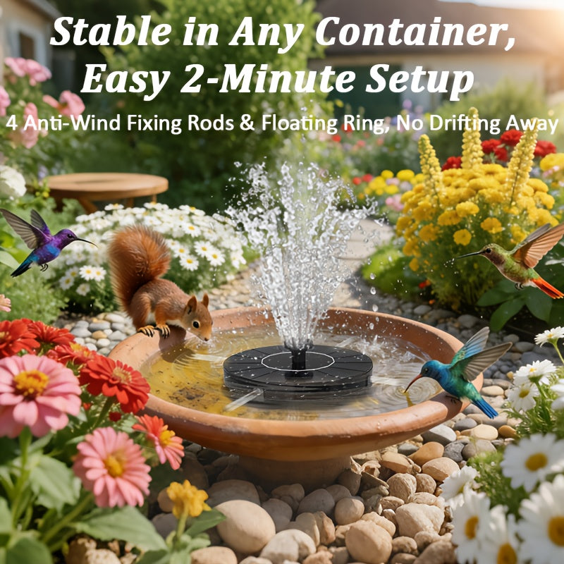 1.4W Solar Fountain Pump Kit with 16 cm Disc, Seven Spray Modes, Float Ring and Four Stabilizing Rods — image 1
