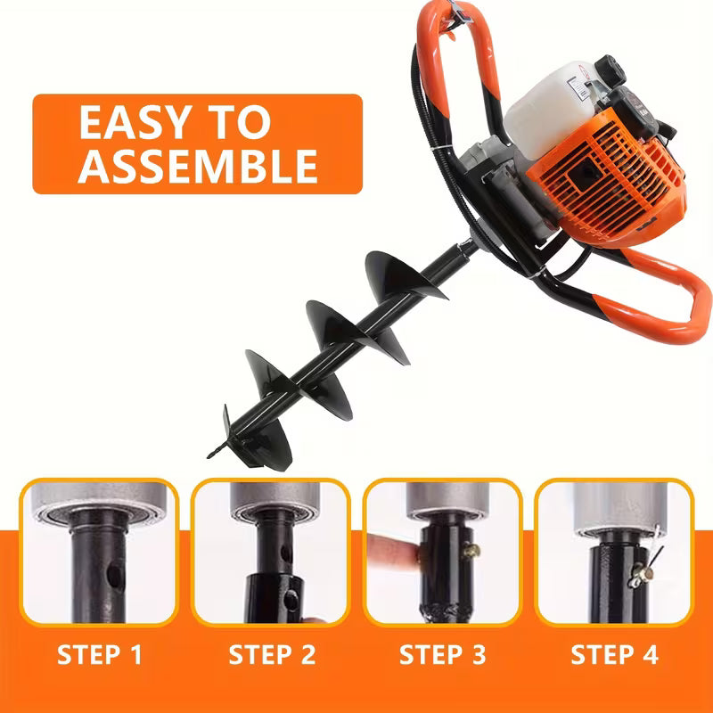 62cc Gas Powered Post Hole Digger with 2 Bits