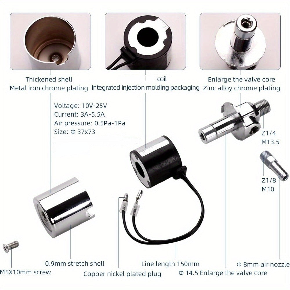 Train Air Horn Kit 135DB 4 Trumpet – 12V/24V Electric Solenoid, Zinc Alloy Chrome, Fits Truck Pickup Car Caravan Motorcycle T