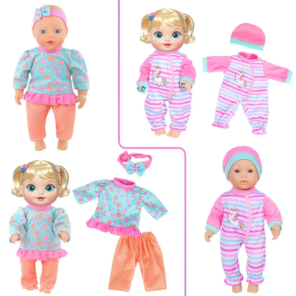 10-Set Baby Doll Clothes for 10 12 14 Inch Dolls, Variety Fashion Outfits Set, Safe Fabric, Easy On Off — image 8