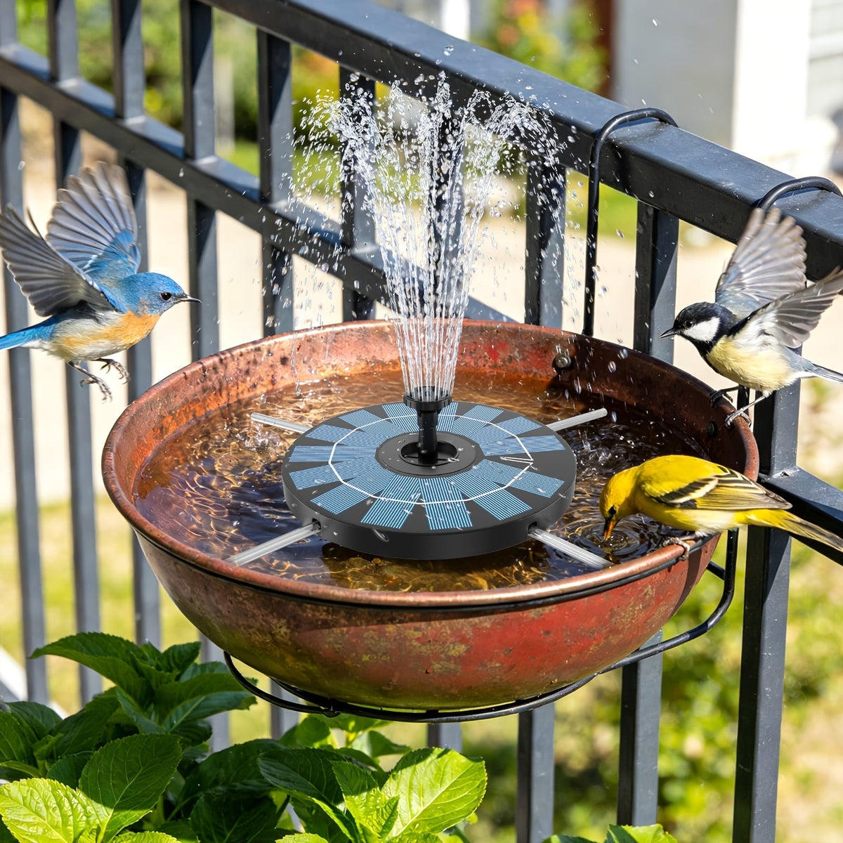 Garden Fountain Solar Powered with Support Rod for Garden, Pathway and Patio Lighting, with the Listed Configuration — image 