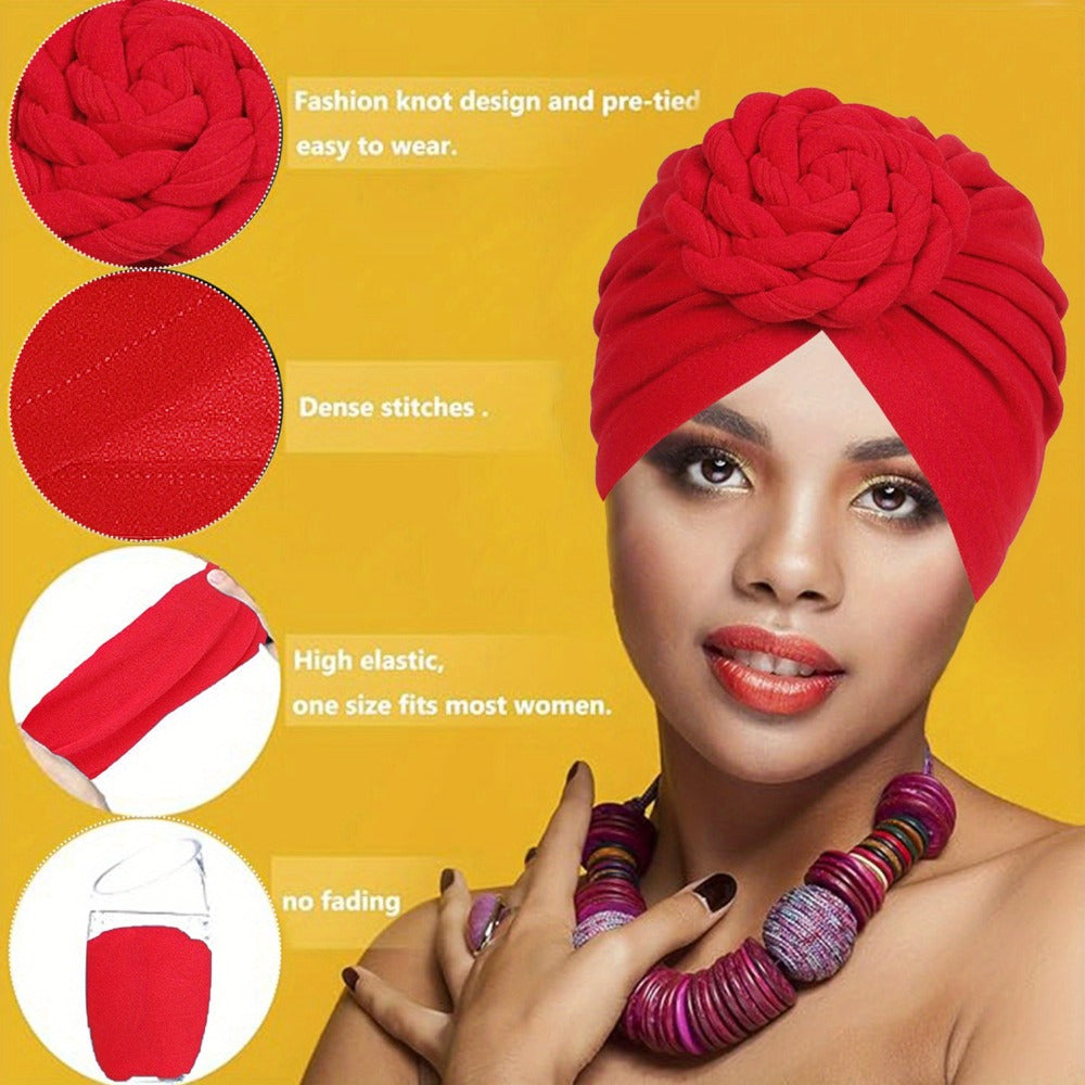 Boho Turban Headbands for Women 5 Pack – African Indian Style Twisted Knot Knit Hair Wrap Hat Retro Ethnic Fashion Head Scarf