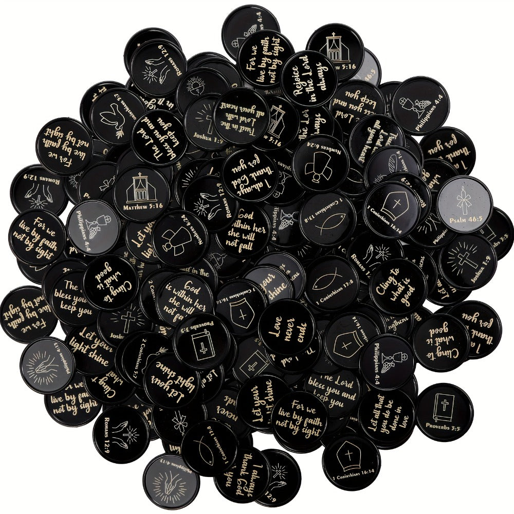 Party Favors Bible-Verse Coins, 120-Piece Black Token Set for Church and Faith-Themed Events — image 3