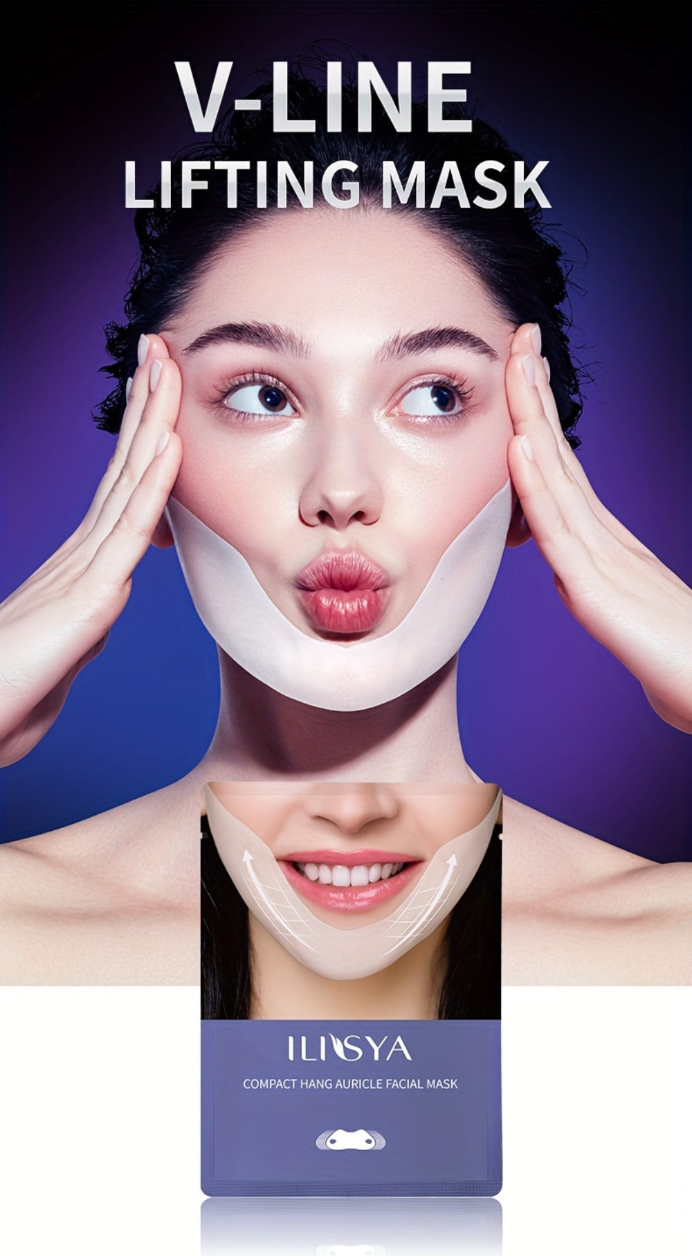 V-Line Face Mask 7 Pieces Hydrogel Chin Lifting & Jawline Contouring – Collagen, Hyaluronic Acid & Coffee Extract Firming Tig