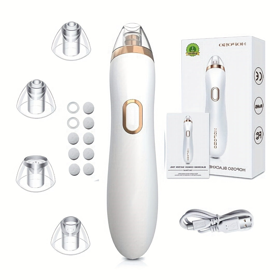 Blackhead Remover Vacuum Pore Cleaner 5 Adjustable Suction Levels - 4 Probe Heads 600mAh for Bath Time, Home Spa and Personal