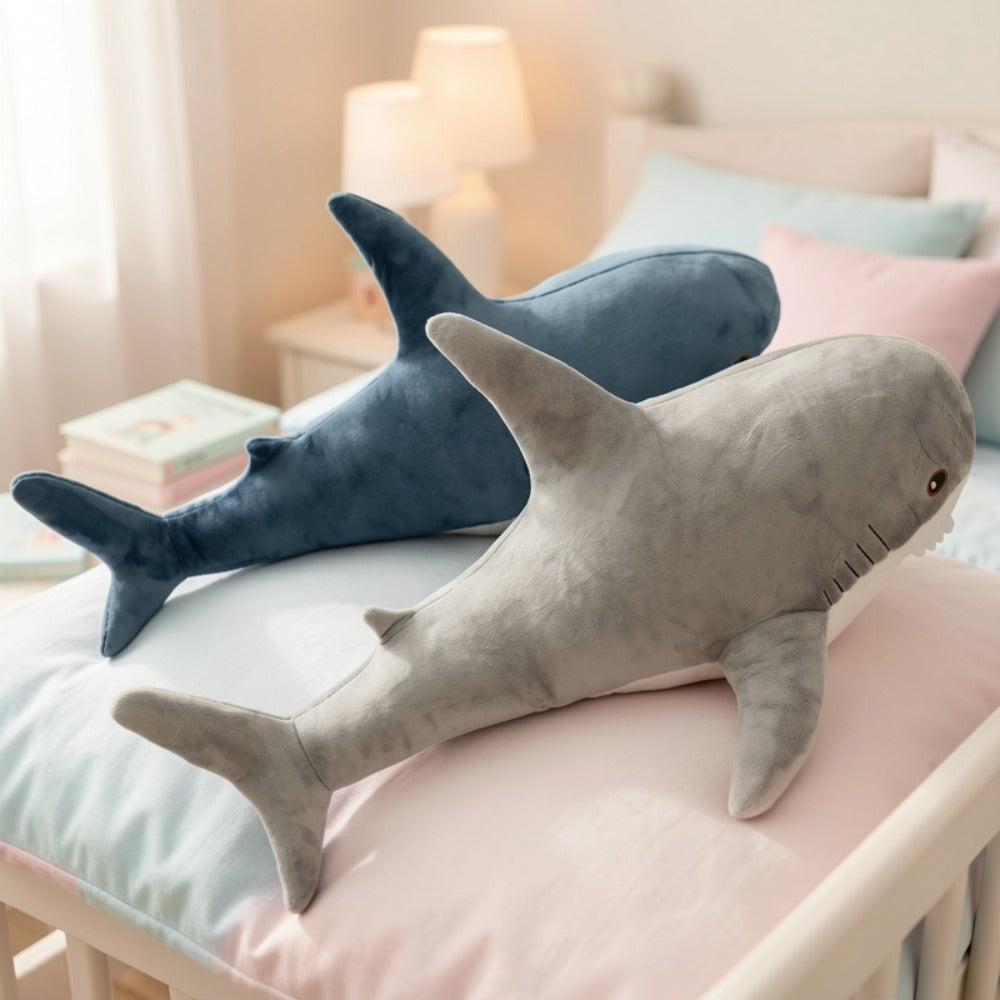 Plush Toy Jumbo Shark Pillow 24-Inch in Blue, Grey, Blue-Pink or Rainbow Colorways and Ocean Decor — image 11