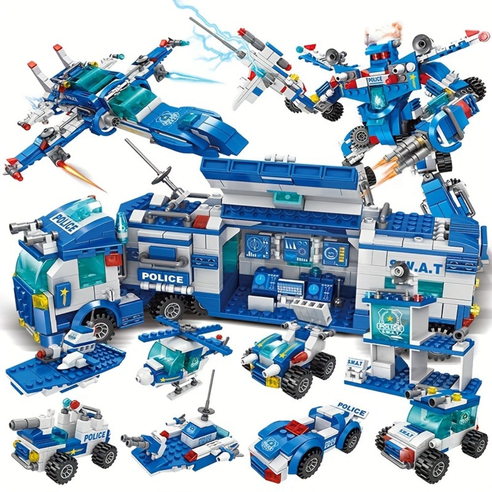 City Police Building Blocks Set 700 Pieces, Patrol Car Truck with Action Figures, Brick Toy for Boys Role Play STEM — image 2
