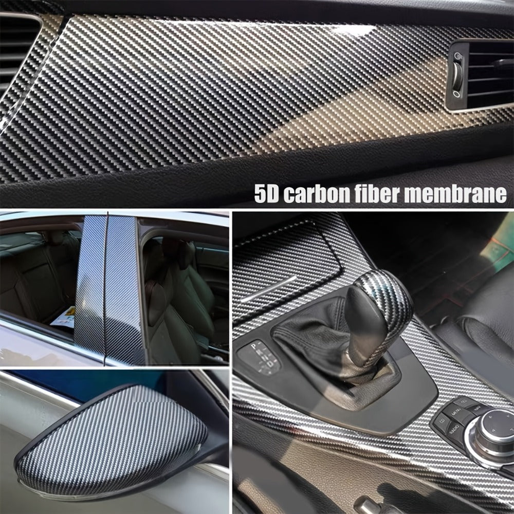 5D Carbon Fiber Vinyl Wrap 50cm x 300cm – Self-Adhesive Car Interior Decor Film, UV Protection, Scratch-Resistant, Dashboard 