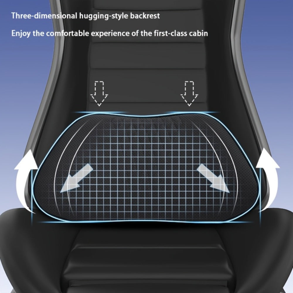Car Neck Pillow Nappa Leather Headrest – Memory Foam Lumbar Support with Embroidery, All-Season Universal Car Interior Access