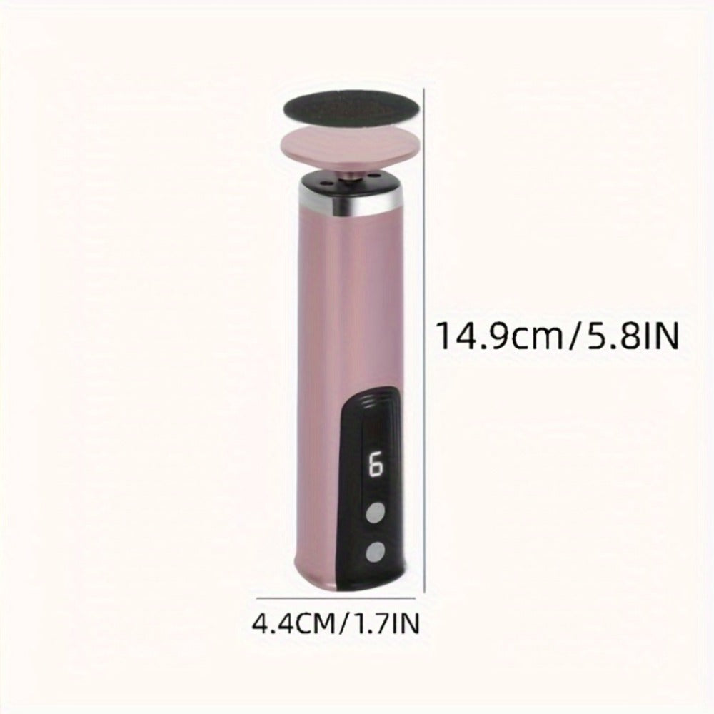 Rechargeable Electric Foot File and Callus Remover with Two Heads and Ten Sandpaper Pads in Pink — image 5