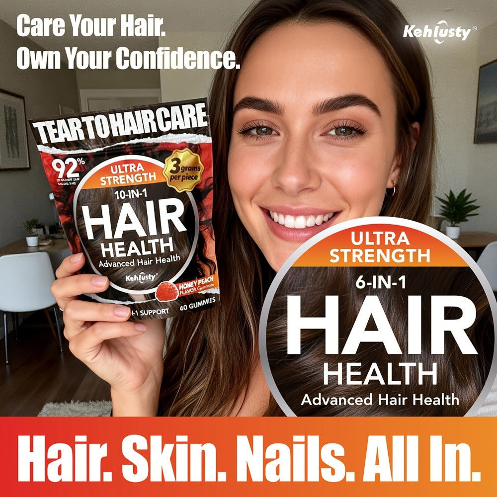 Biotin Gummies for Hair Growth with Collagen Complex Vitamin C & Ginger, 90 Chewable Gummies for Thicker Fuller Hair — image 