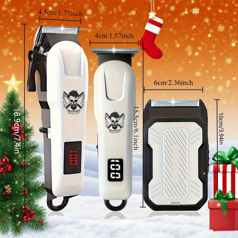 Cordless Hair Clipper Set for Men USB Rechargeable Electric Shaver with LED Display – Professional Grooming Kit 2 or 3 Piece 