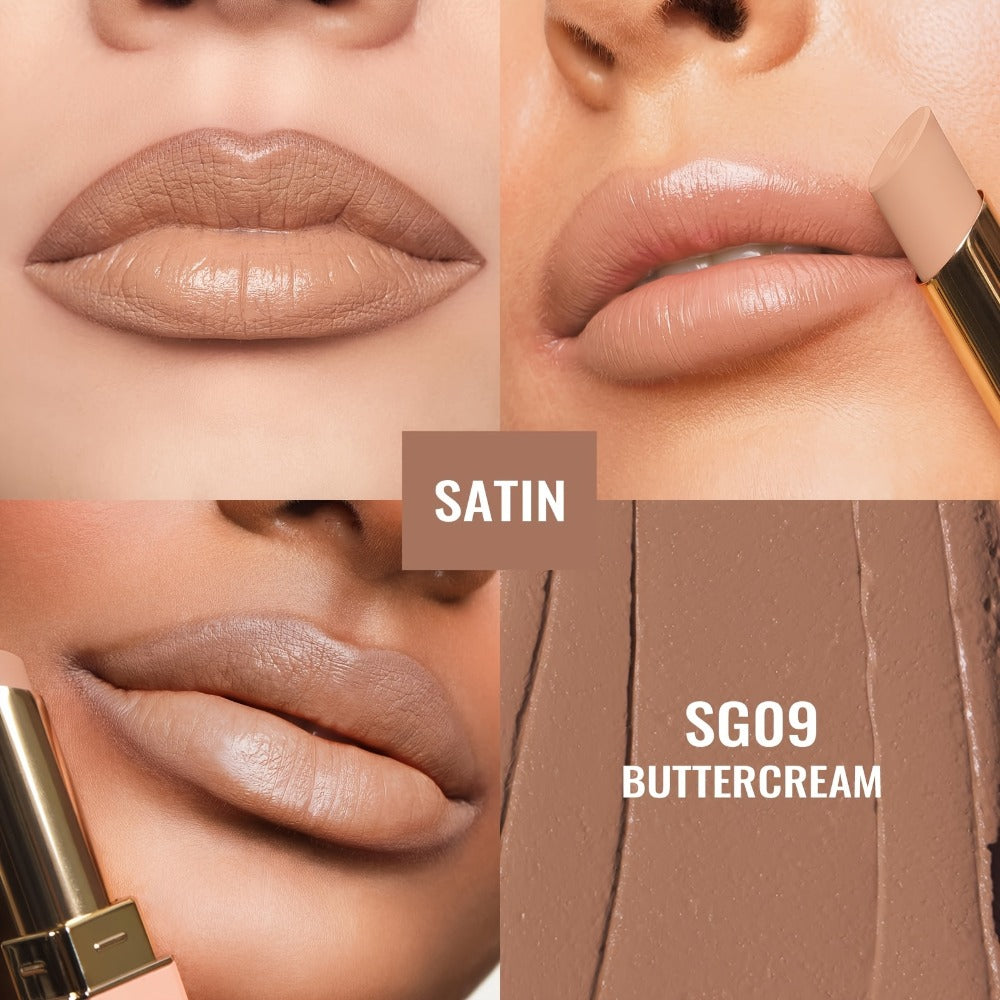 Oulac Nude Satin Lipstick Set 12g Each – Lightweight Moisturizing Full Coverage Cream-to-Satin Formula, Skin-Flattering Nude 